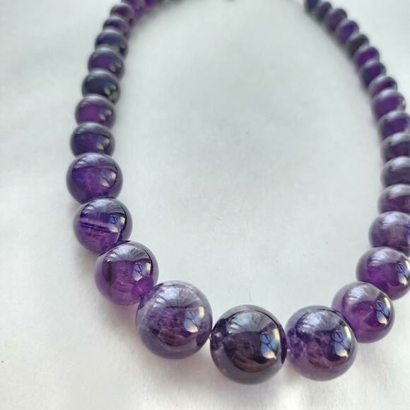 Jay King Signed Amethyst Sterling Silver 925 Large Beaded Necklace New Purple - Picture 4 of 9